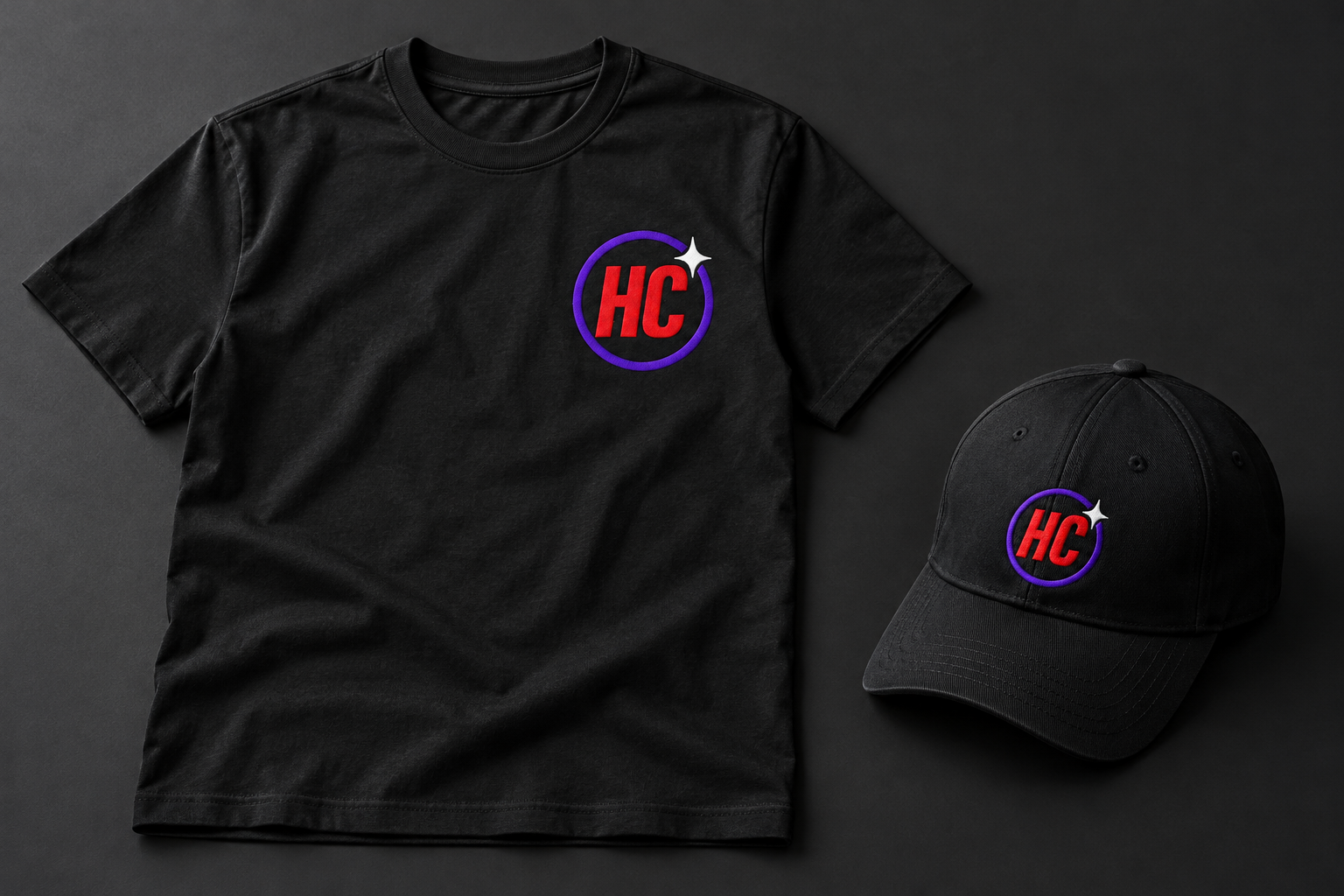 Concept preview: black Hyperdrive HC T-shirt and baseball cap